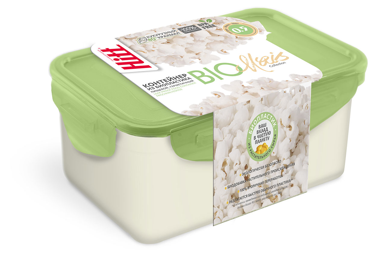 

Контейнер для продуктов Hitt Bio Mais из биопластика герметичный, 0,5 л