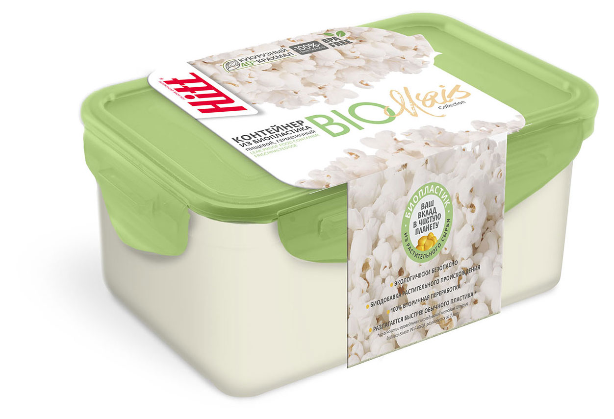 

Контейнер для продуктов Hitt Bio Mais биопластик герметичный, 1,1 л