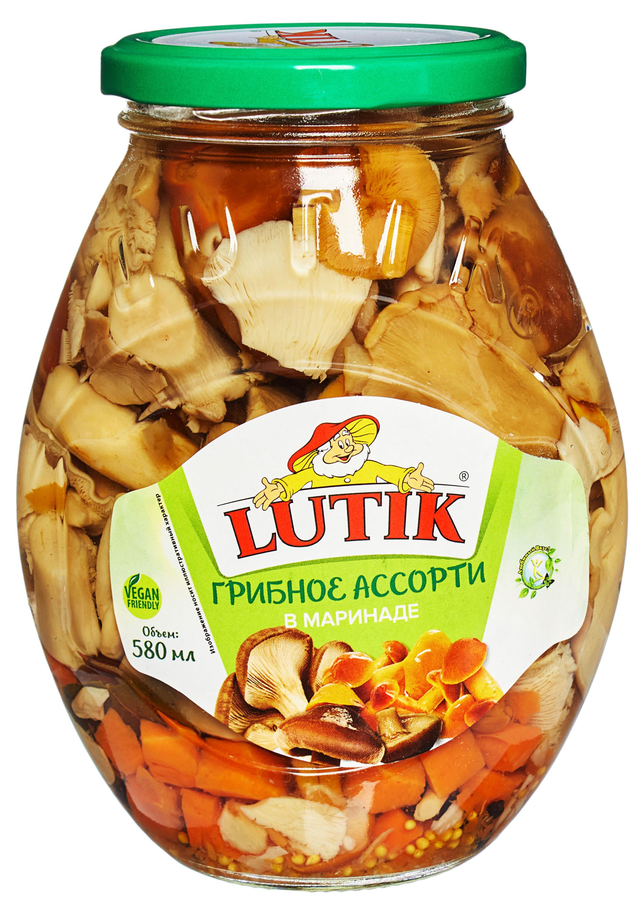 

Ассорти грибное LUTIK в маринаде, 580 мл