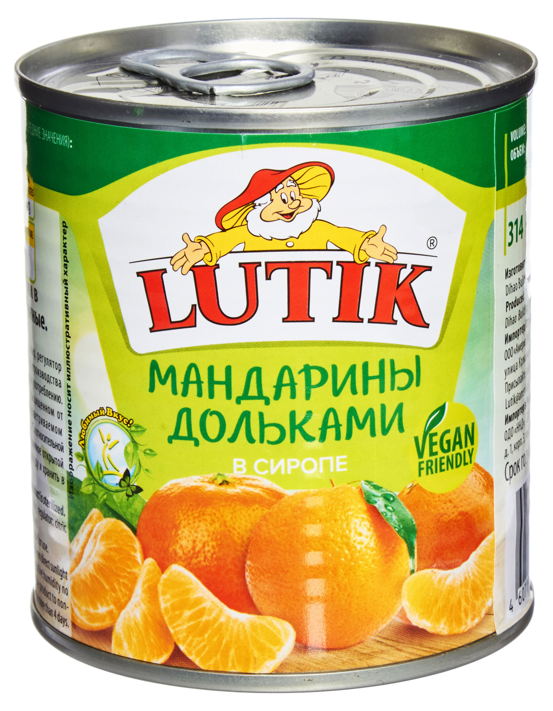

Мандарины LUTIK дольками в сиропе, 314 мл