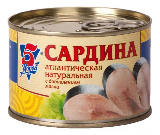 

Сардина атлантическая 5 Морей натуральная с маслом, 250 г