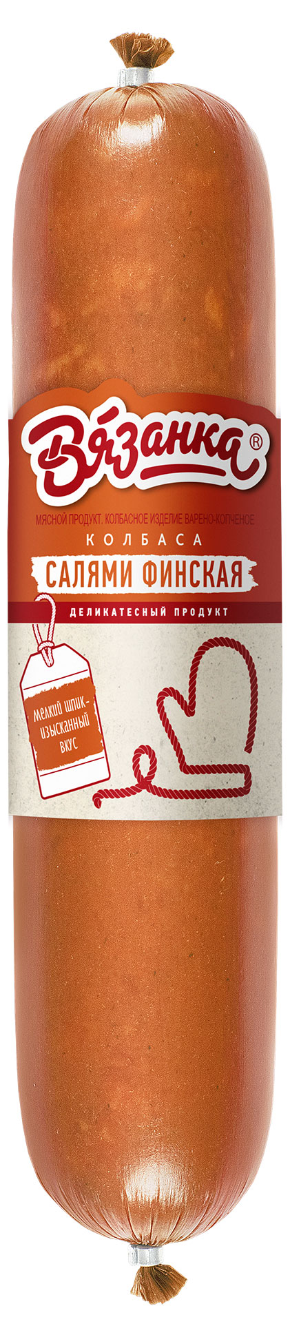 

Колбаса варено-копченая Вязанка Салями финская мясной продукт, ~ 0,5 кг