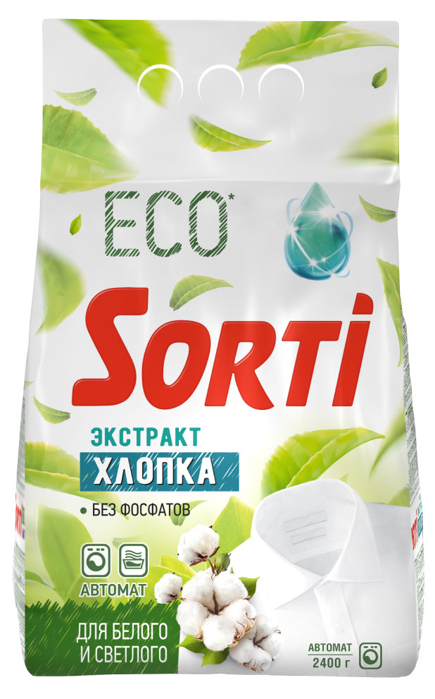 

Стиральный порошок Sorti Экстракт хлопка Автомат, 2,4 кг