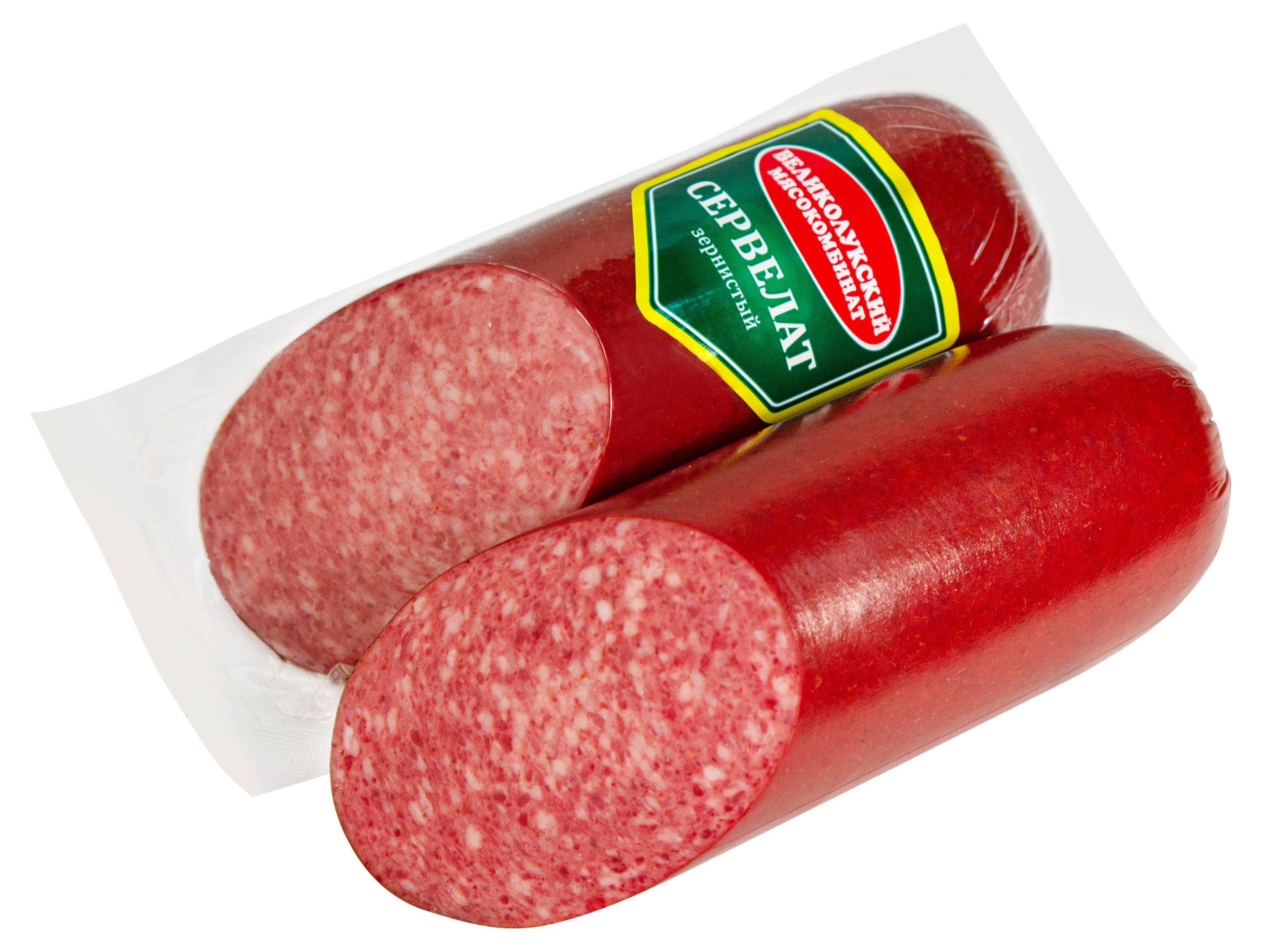

Сервелат варено-копченый Великолукский мясокомбинат Зернистый, 400 г