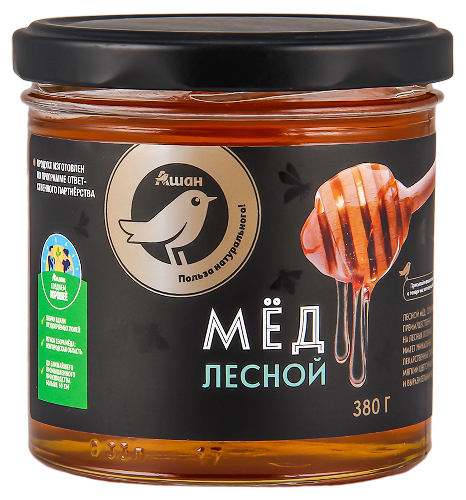 

Мед АШАН Золотая птица Лесной, 380 г