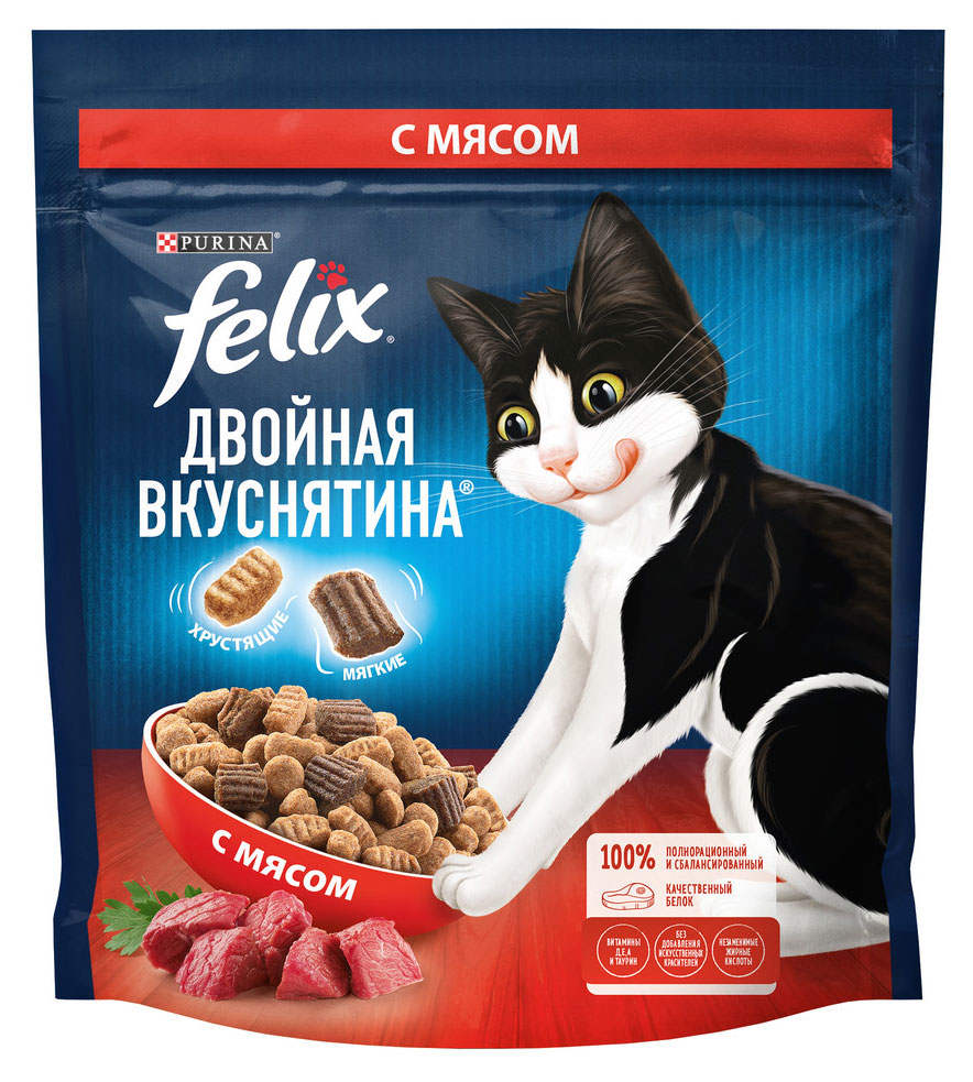 

Сухой корм для кошек Felix с мясом, 600 г