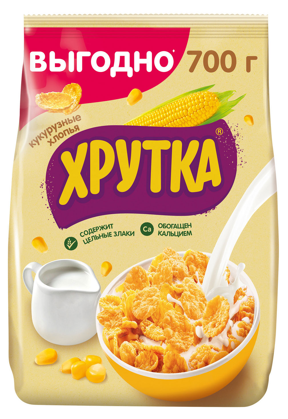 

Готовый завтрак ХРУТКА Хлопья кукурузные хрустящие обогащенные кальцием, 700 г