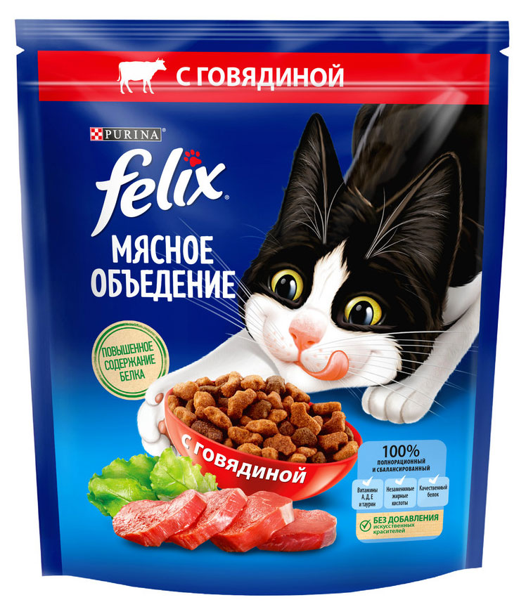 

Сухой корм для кошек Felix с говядиной, 600 г