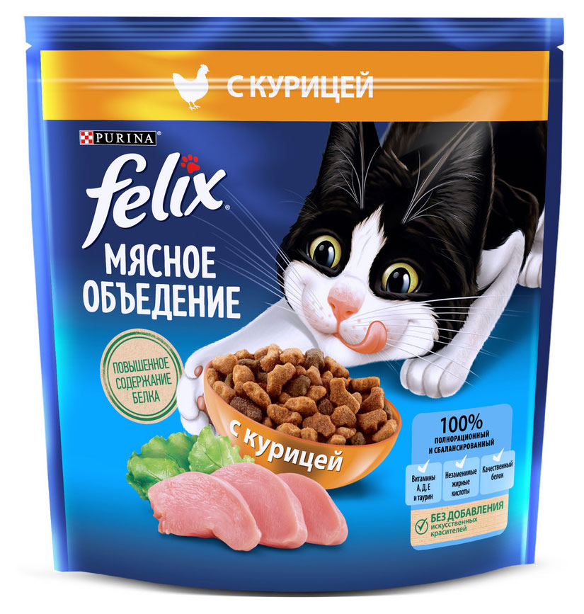 Изображение товара Сухой корм для кошек Felix с курицей, 1,3 кг — сбалансированное питание и насыщенный вкус