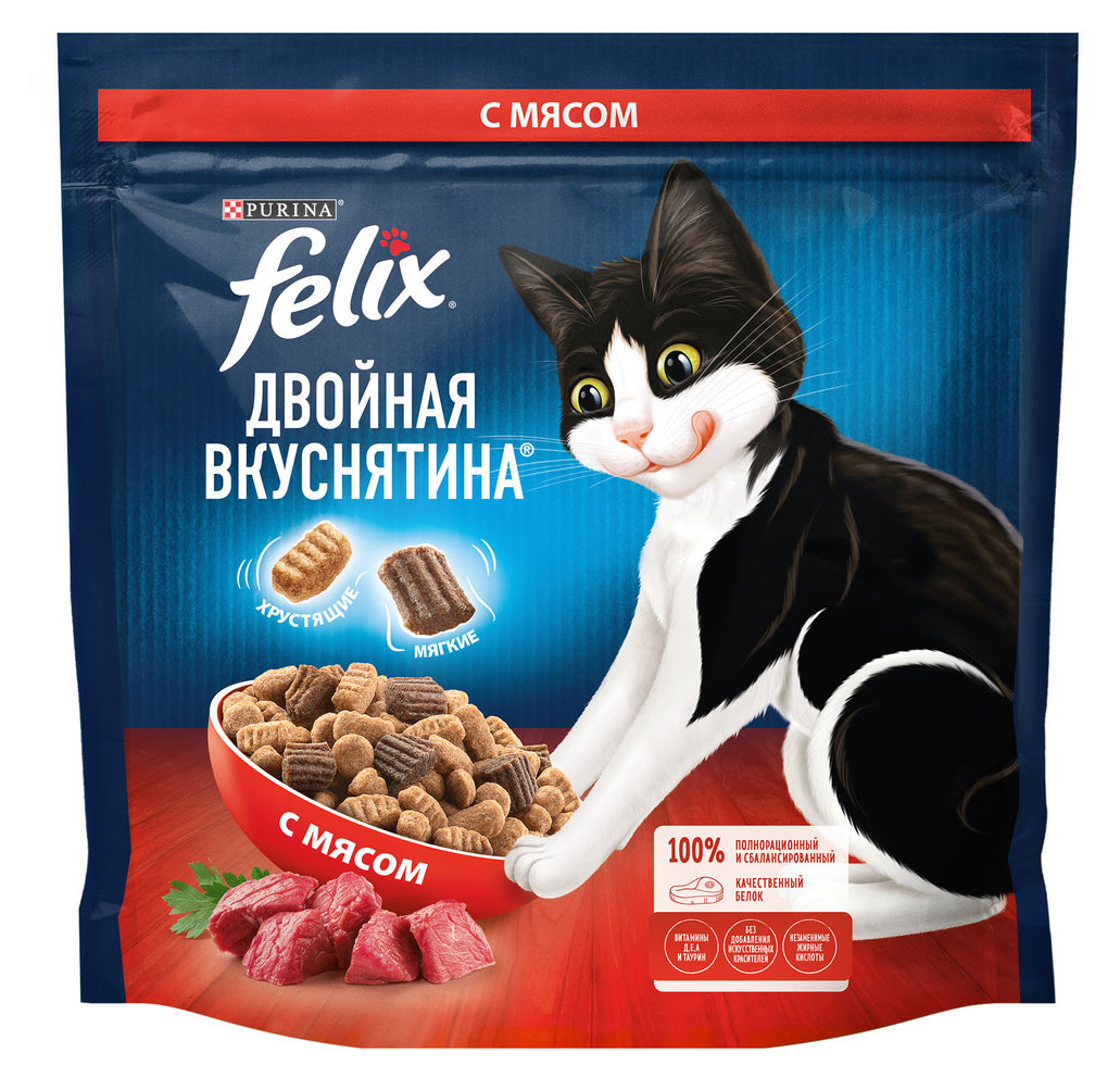 Сухой корм для кошек Felix с мясом, 1,3 кг