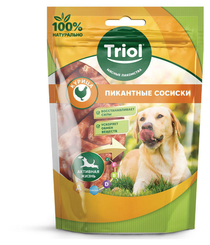 

Лакомство для собак Triol Пикантные сосиски из курицы, 70 г