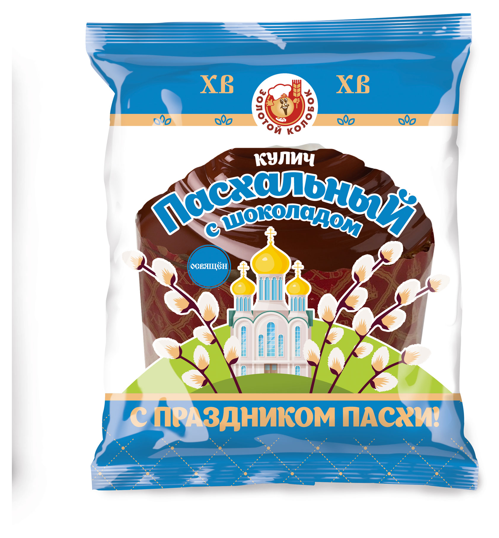 

Кулич пасхальный Золотой колобок Кекс с шоколадом, 350 г