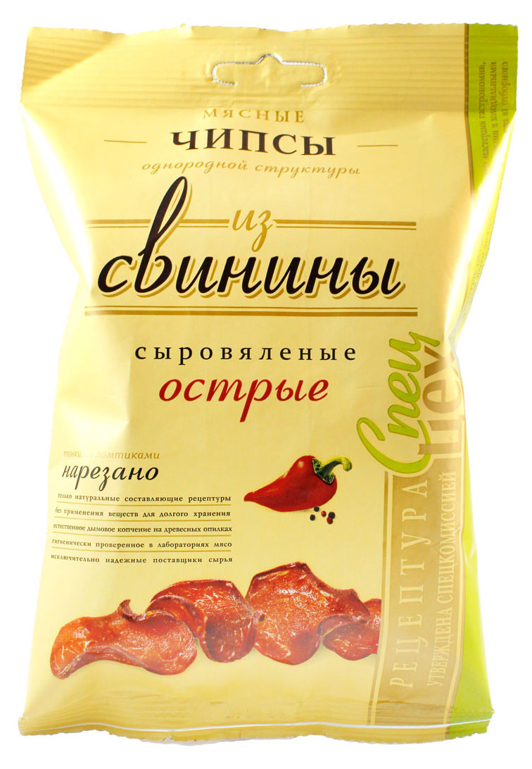 

Чипсы из свинины Егорьевская КГФ острые ломтики сыровяленые, 25 г