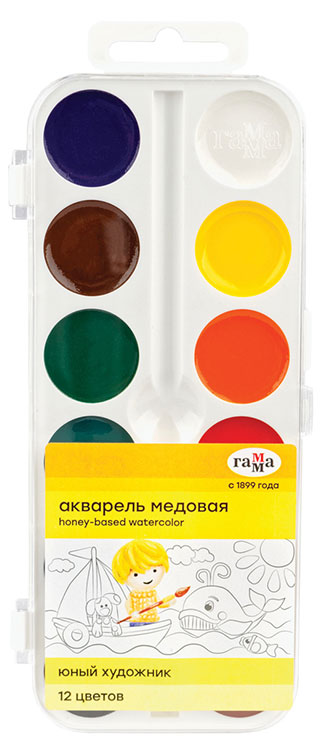 

Акварель Гамма Юный художник медовая, 12 цветов