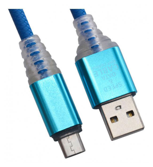 

USB кабель Liberty Project Micro USB Змея LED TPE синий