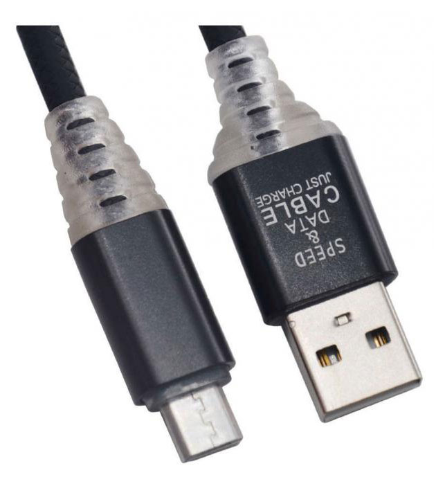 

USB кабель Liberty Project Micro USB Змея LED TPE черный