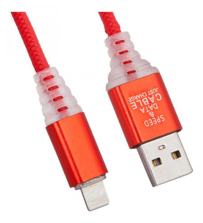 

USB кабель Liberty Project для Apple 8 pin Змея LED TPE красный