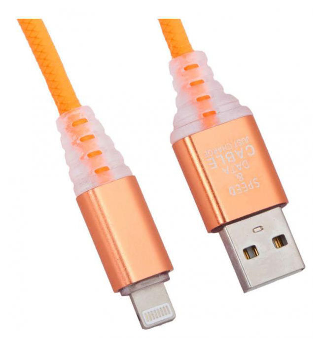 

USB кабель Liberty Project для Apple 8 pin Змея LED TPE оранжевый