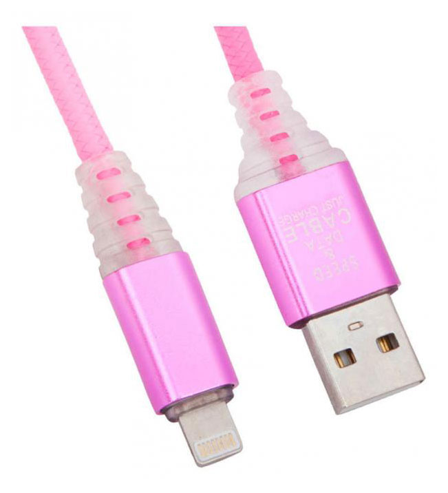 

USB кабель Liberty Project для Apple 8 pin Змея LED TPE розовый