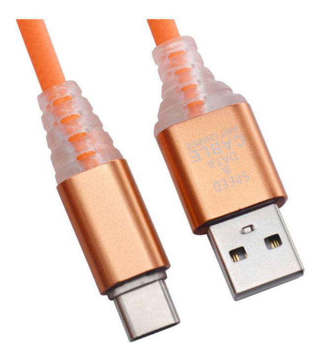 

USB кабель Liberty Project Type-C Змея LED TPE оранжевый