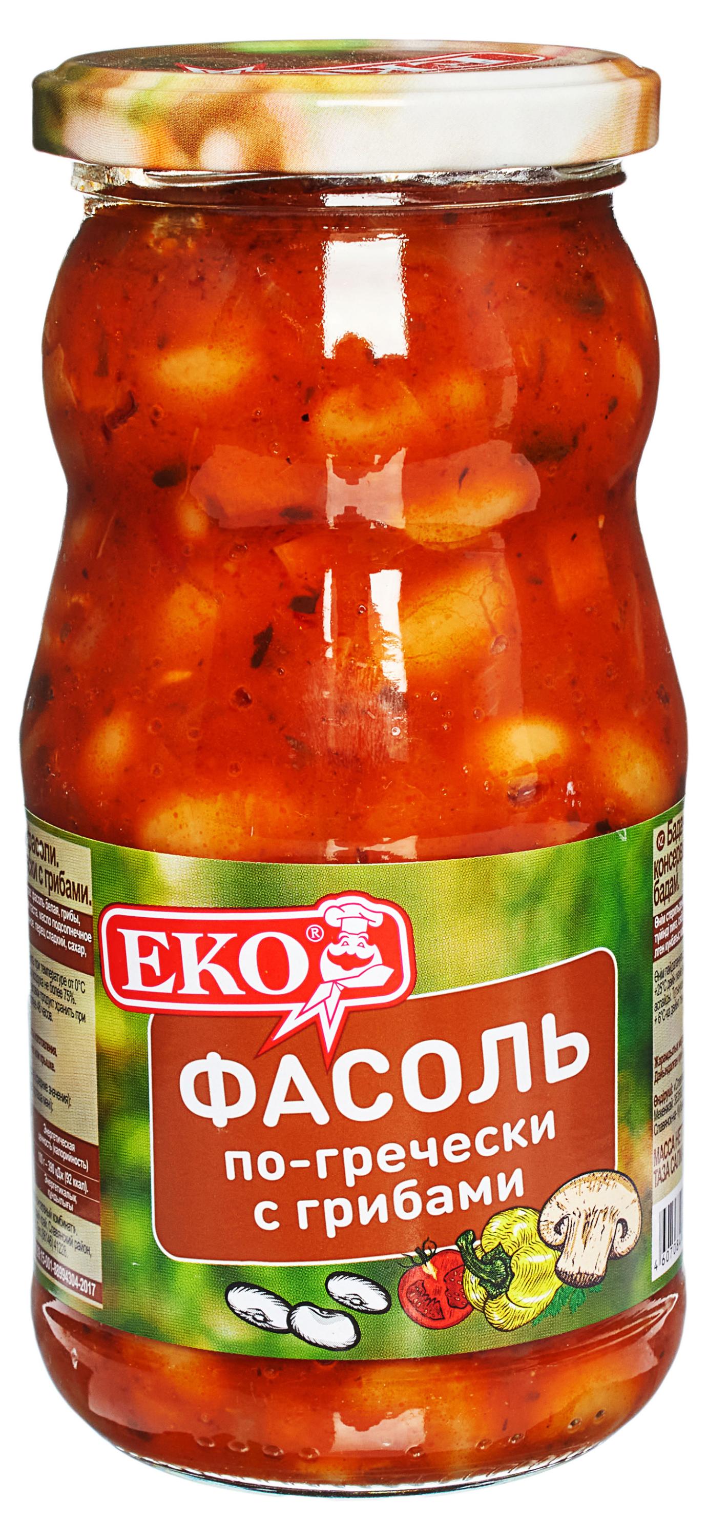 

Фасоль Еко по-гречески с грибами стерилизованная, 510 г
