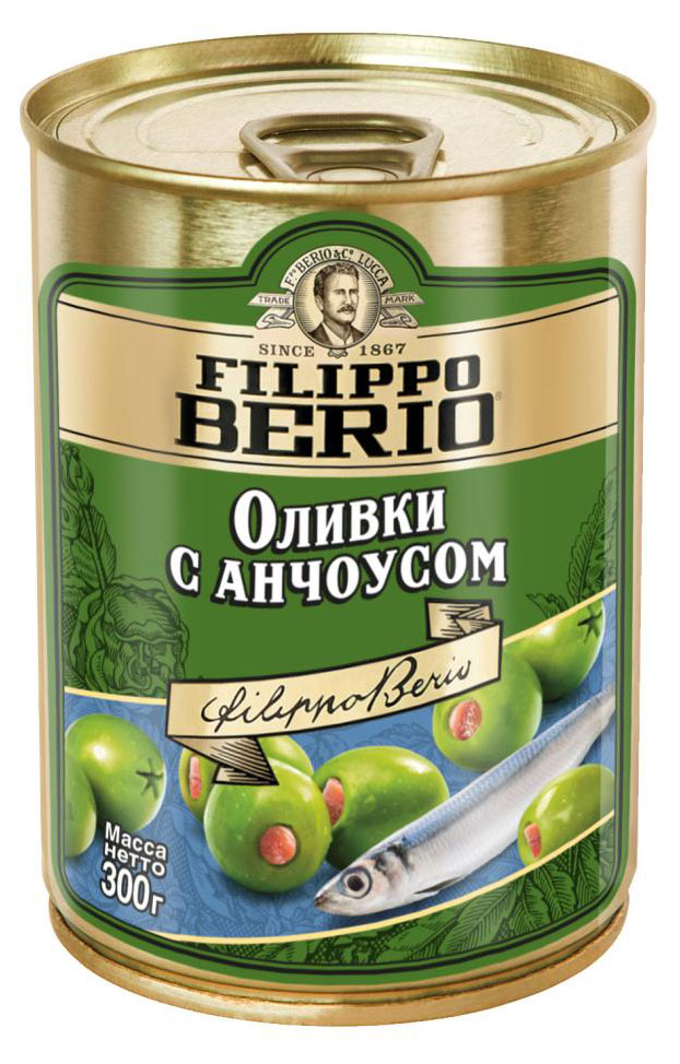 

Оливки Filippo Berio с анчоусом, 300 г