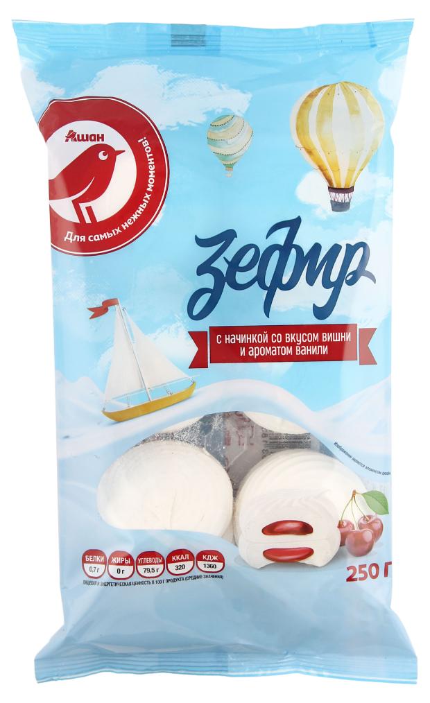 

Зефир АШАН Красная птица Ванильный с начинкой со вкусом вишни, 250 г