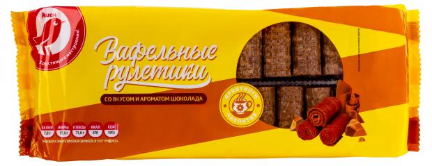 

Рулетики АШАН Красная птица вафельные с ароматом шоколада, 400 г