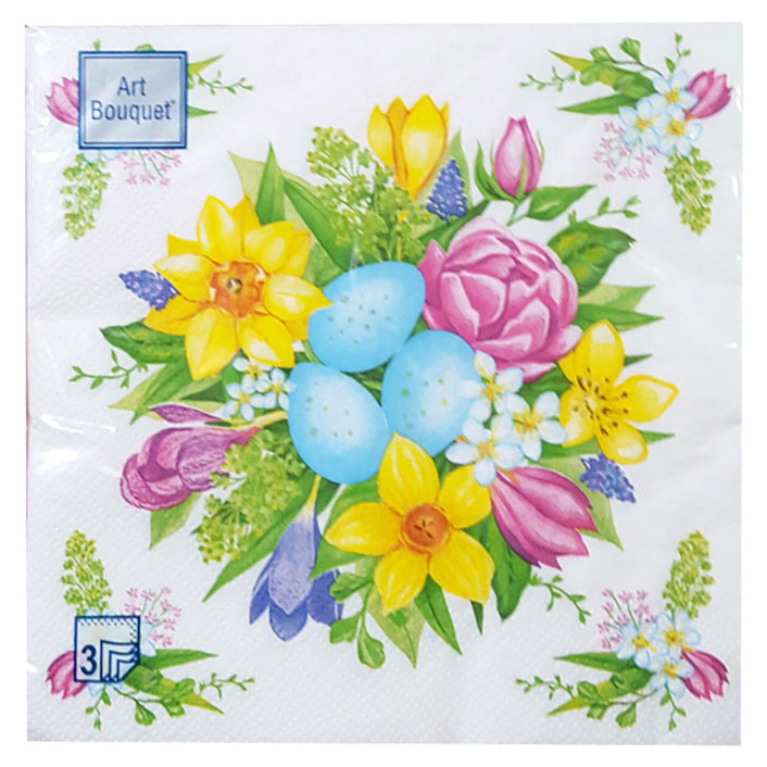 

Салфетки одноразовые бумажные Пасхальные Bouquet 3-слоя, 33х33 см, 20 шт
