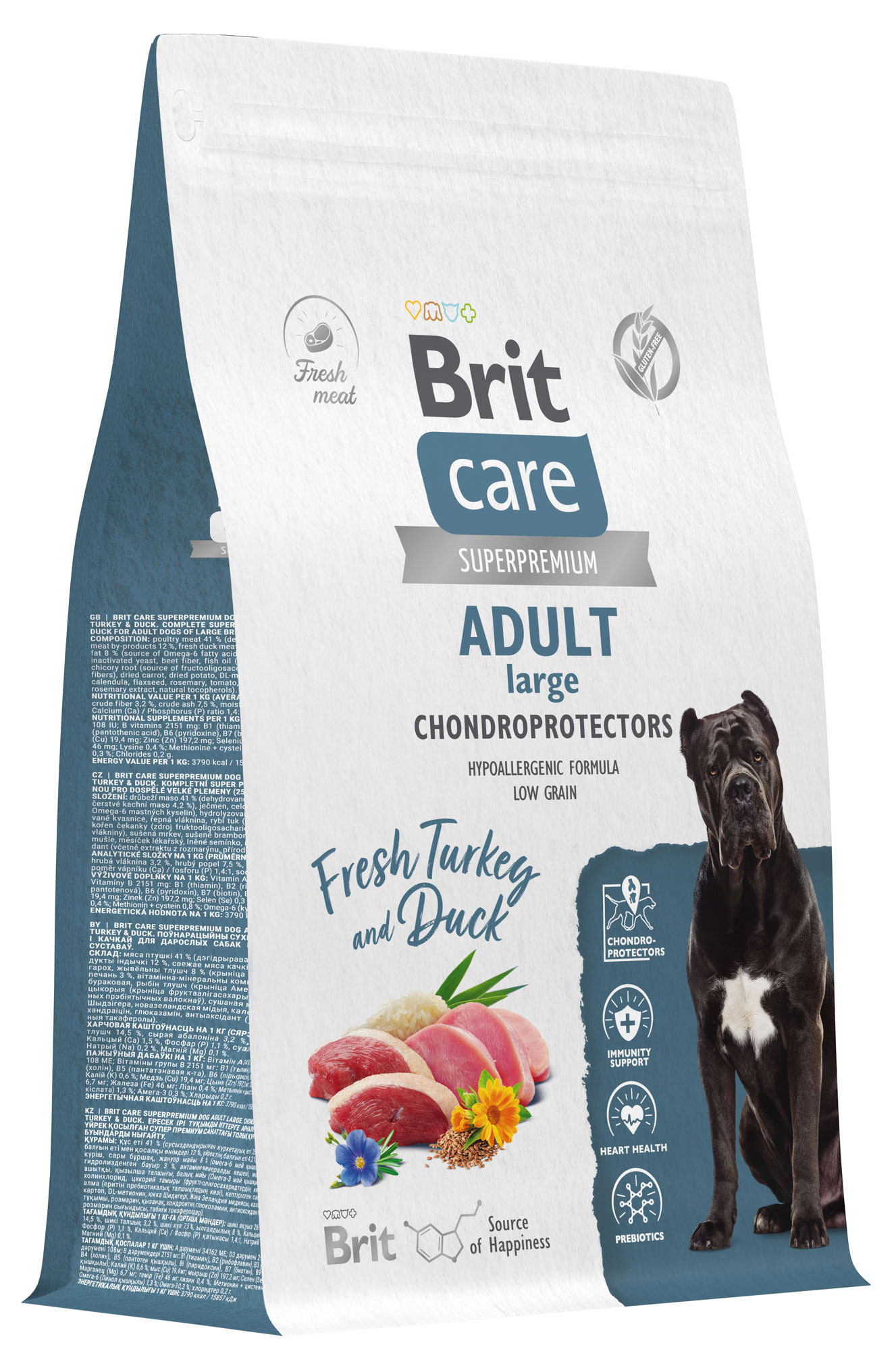 

Корм сухой для собак Brit Care Dog Adult Large Chondroprotectors индейка утка, 3 кг