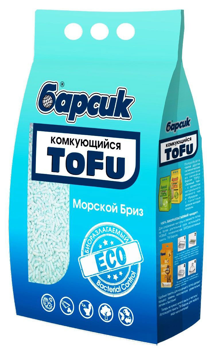 

Наполнитель для кошачьего туалета Барсик Tofu Морской Бриз, 4,54 л