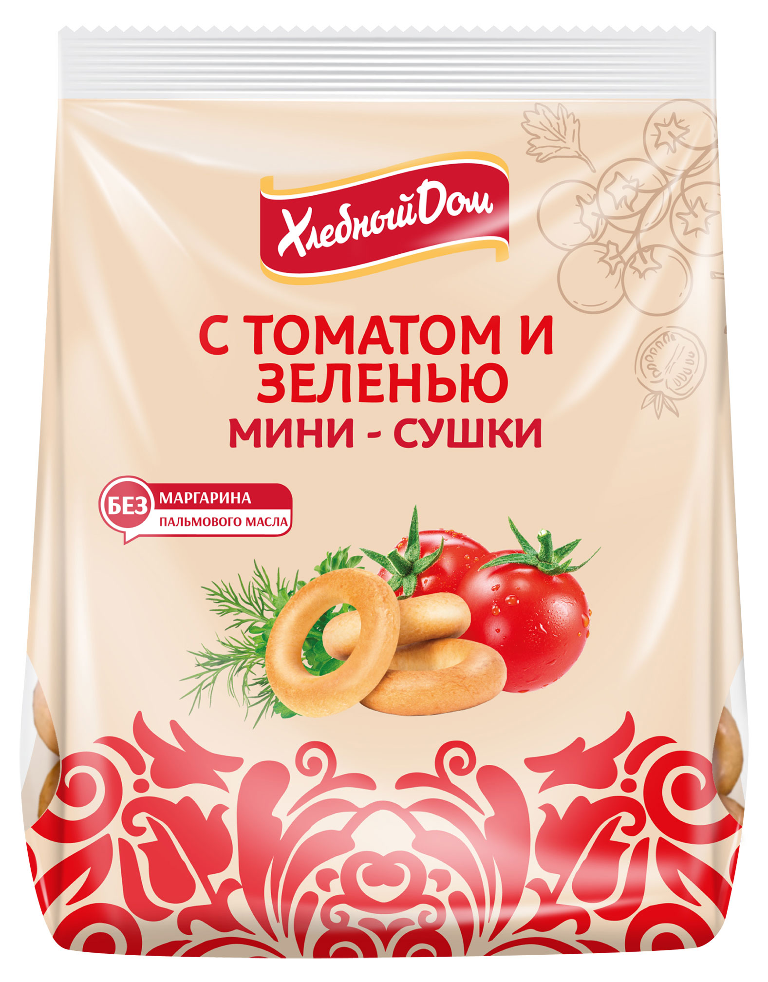 Изображение товара Сушка мини «Хлебный Дом» с томатом и зеленью, 180 г