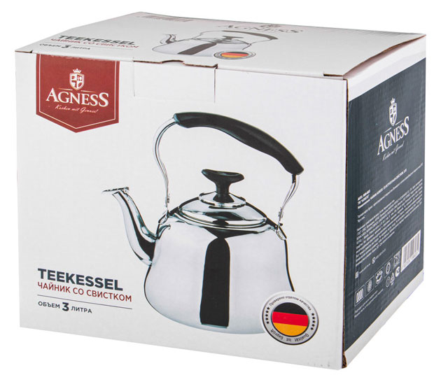 

Чайник Agness со свистком, 3 л
