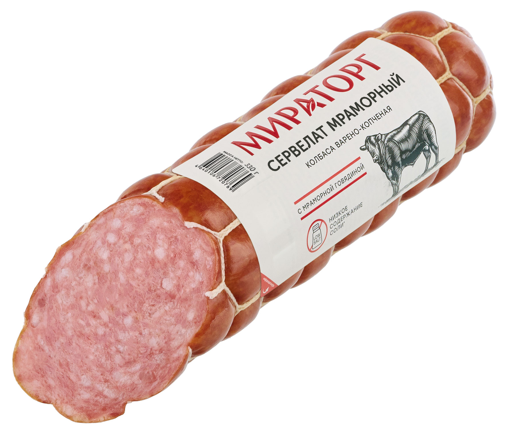 

Колбаса варено-копченая Мираторг Сервелат мраморный, 330 г