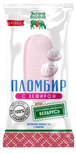 

Мороженое пломбир Зелена Бурена Эскимо с зефиром розовое 12% БЗМЖ, 70 г