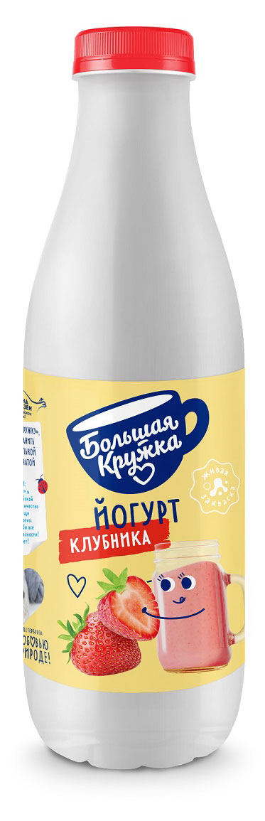 Большая кружка | Йогурт «Большая кружка» клубника 2,5% БЗМЖ, 800 г