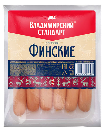 

Сосиски Владимирский стандарт Финские, 340 г