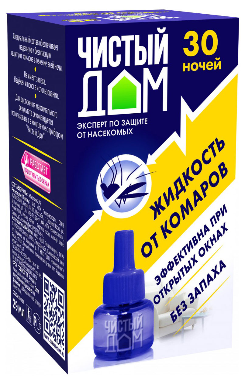 

Жидкость от комаров Чистый дом 30 ночей, 29 мл