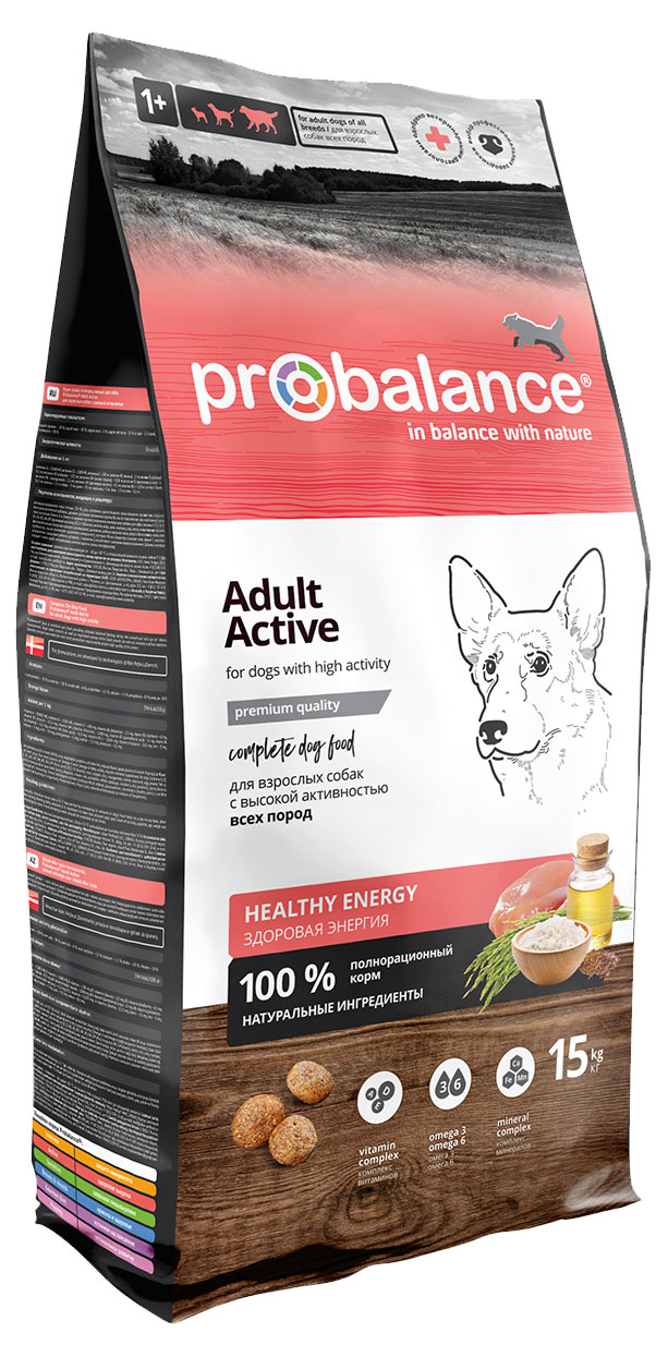 

Корм сухой для собак ProBalance Immuno Adult Active с высокой активностью, 15 кг