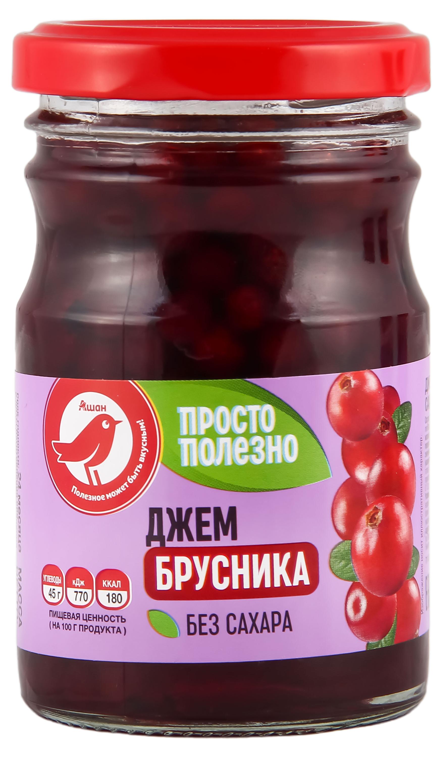 

Джем АШАН Красная птица из брусники без сахара, 210 г