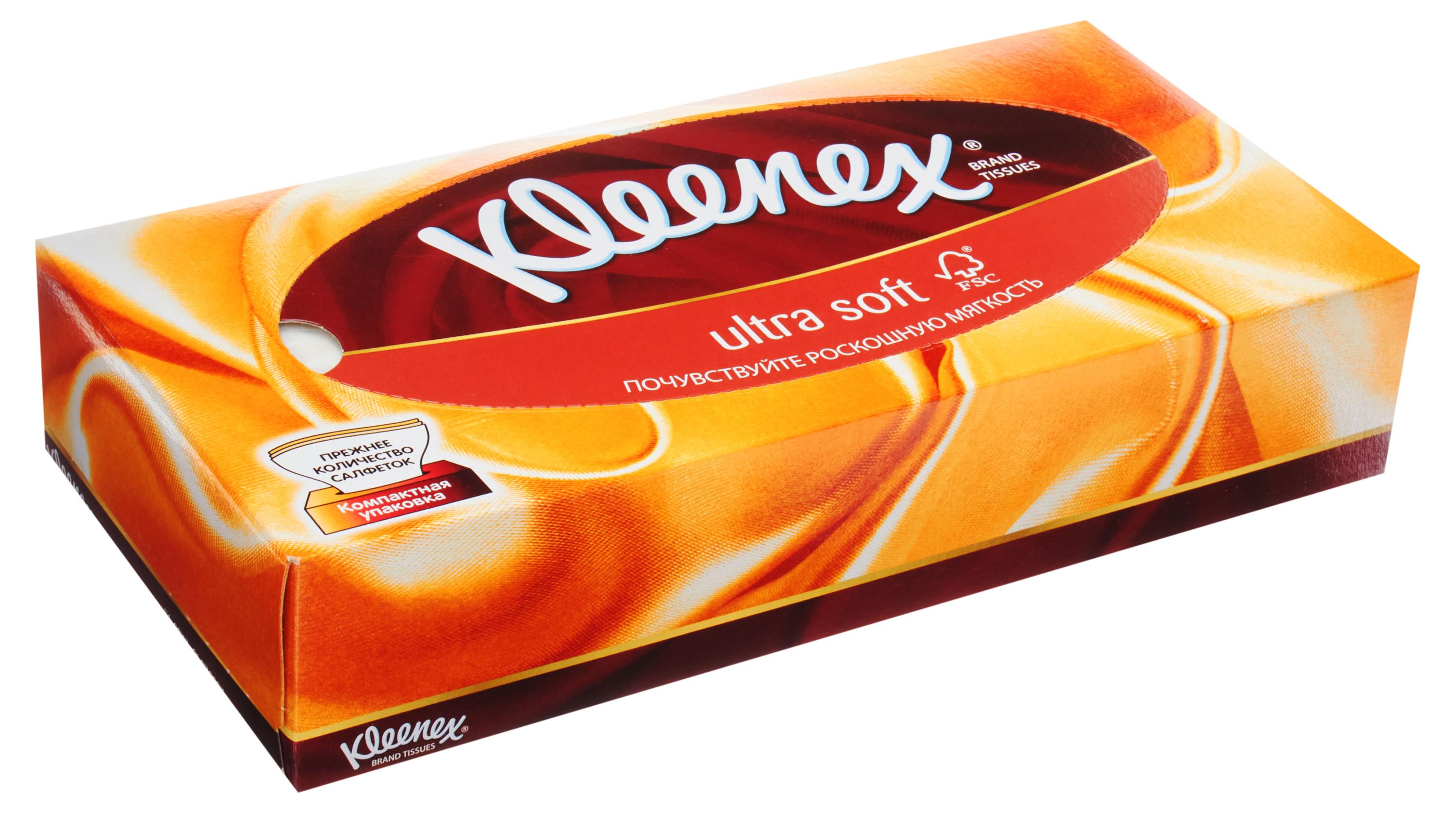

Салфетки бумажные Kleenex Ultra Soft в коробке, 56 шт