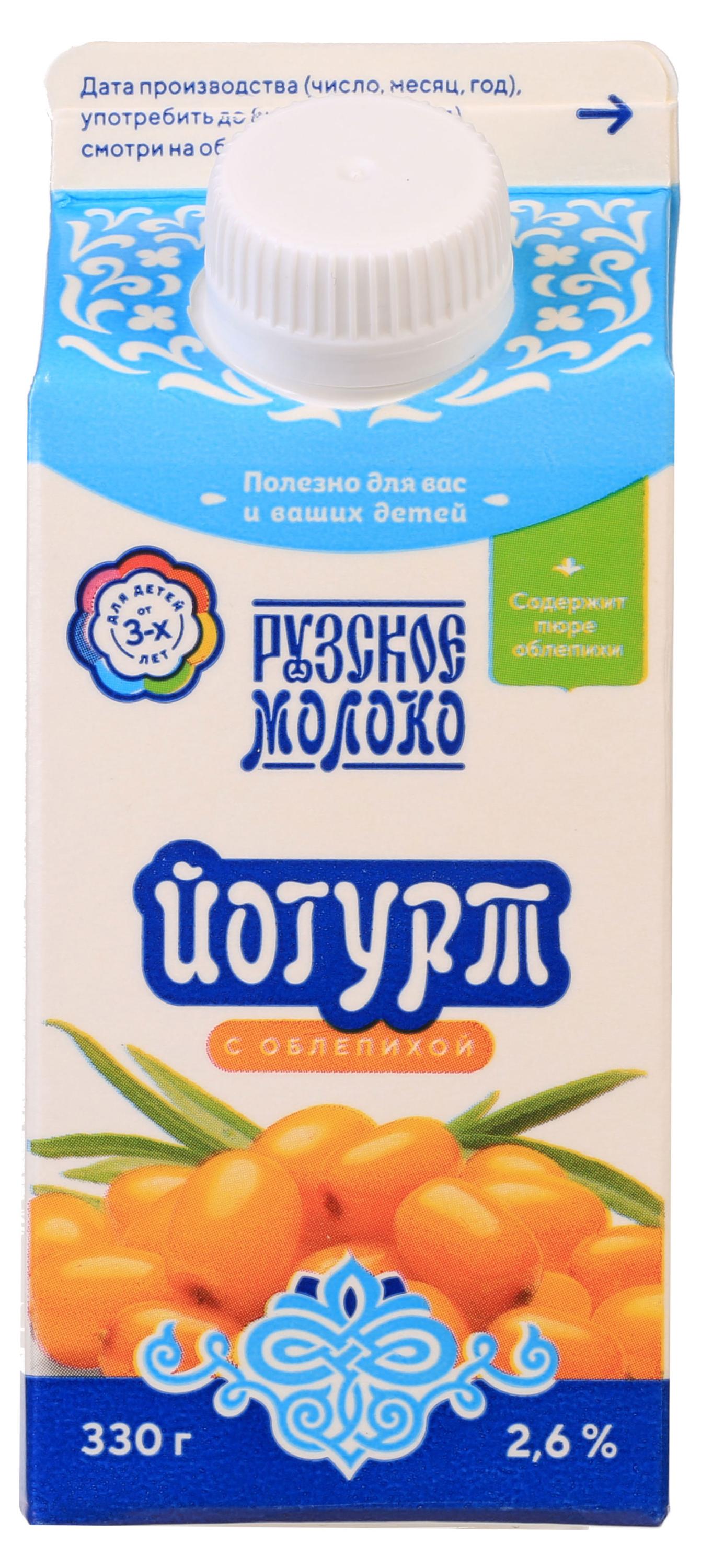 

Йогурт питьевой Рузское молоко облепиха 2,6%, 330 г