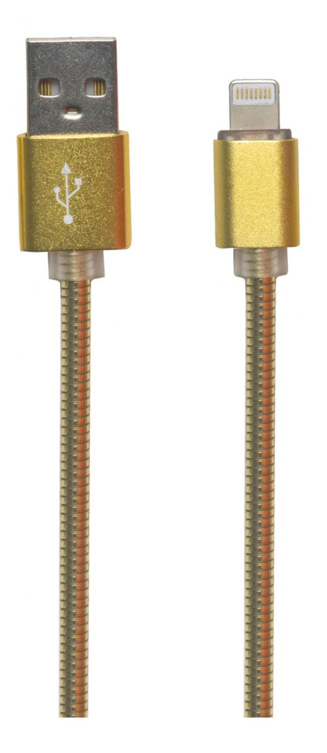 

USB кабель "LP" для Apple Lightning 8 pin Металлическая оплетка 1 м. (золотой)
