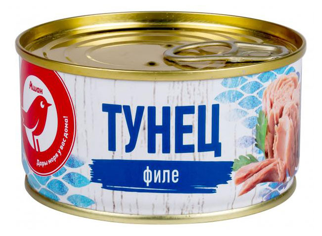 Изображение товара Тунец АШАН Красная птица в собственном соку, 185 г