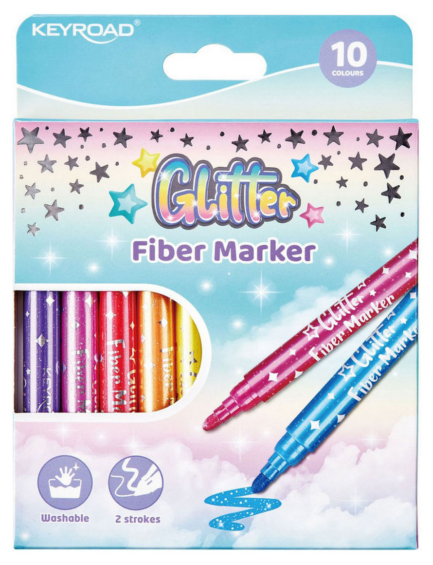 

Фломастеры KEYROAD Glitter, 10 шт