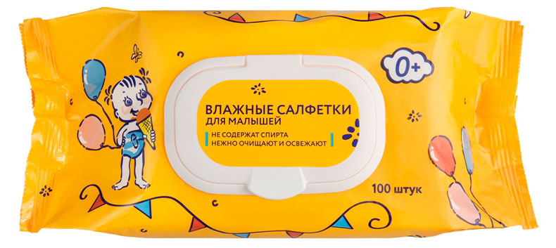

Влажные салфетки для малышей Курносики 0+, 100 шт