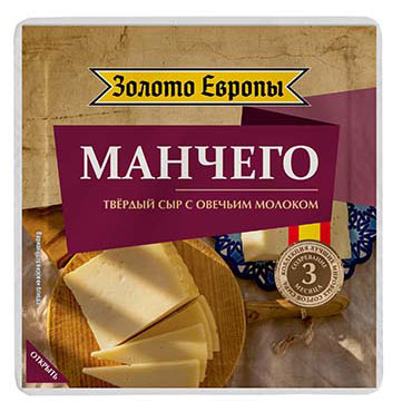 

Сыр твердый манчего Золото Европы из овечьего и коровьего молока 50% БЗМЖ, 180 г