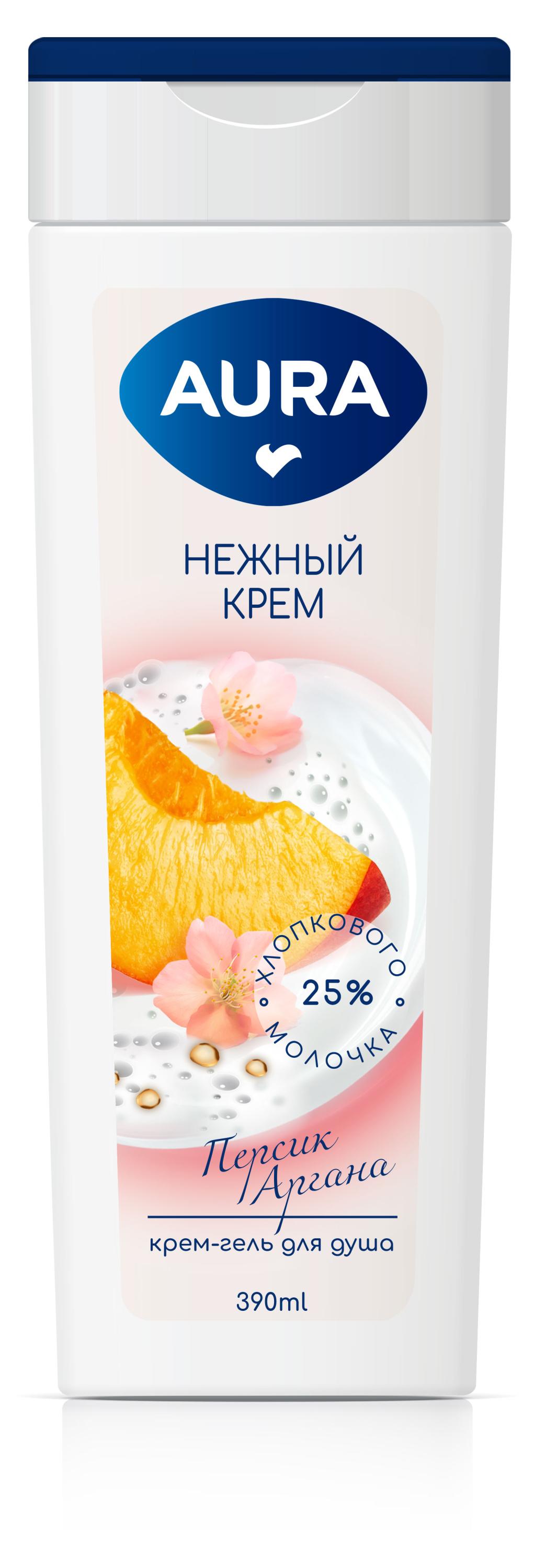 

Крем-гель для душа Aura Персик-Аргана, 390 мл