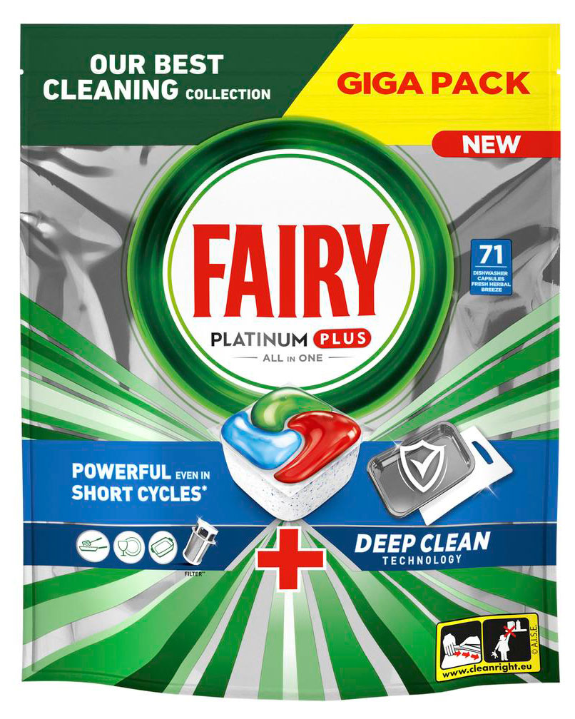 

Таблетки для посудомоечной машины Fairy Platinum Plus с ароматом свежести трав, 71 шт