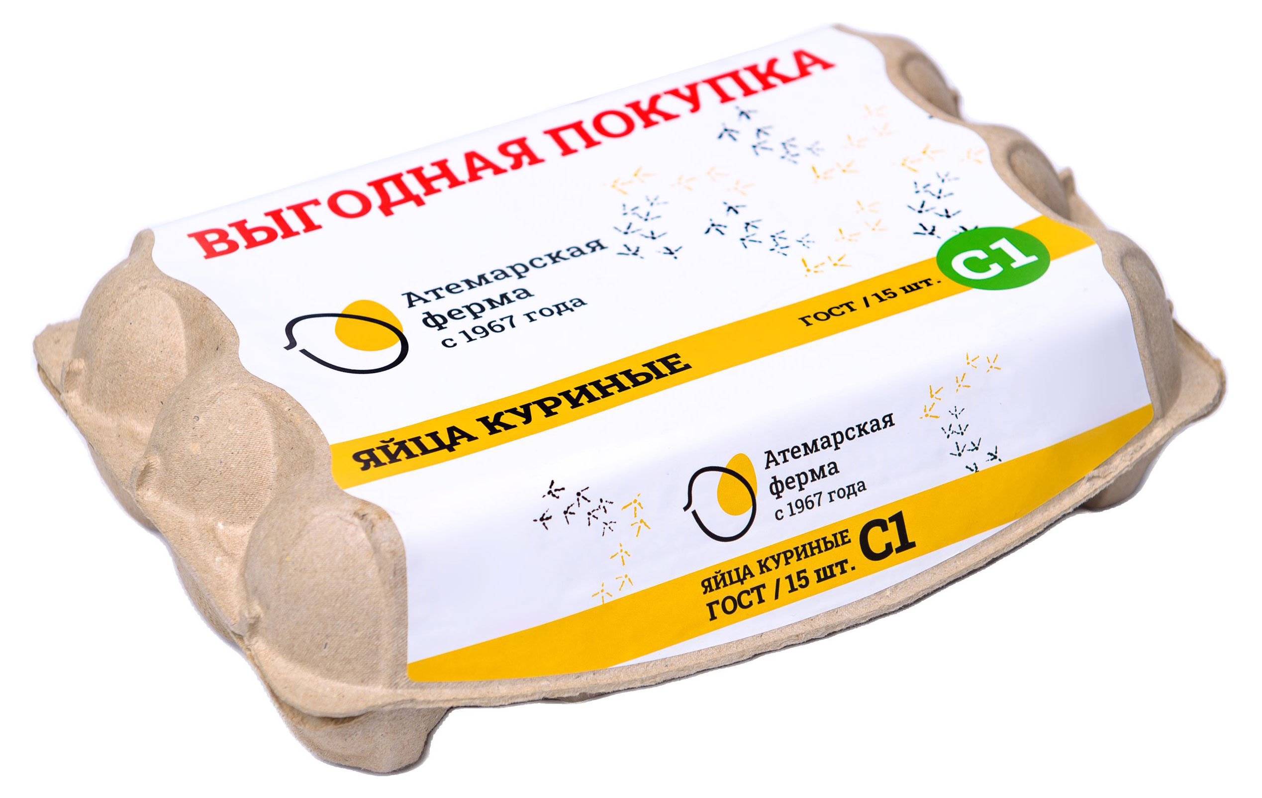 Изображение товара Яйцо куриное «Атемарская ферма»С1 цвет в ассортименте, 15 шт
